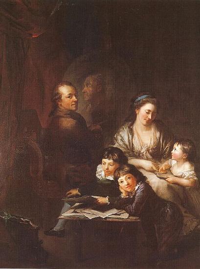 Anton  Graff The Artist s family before the portrait of Johann Georg Sulzer